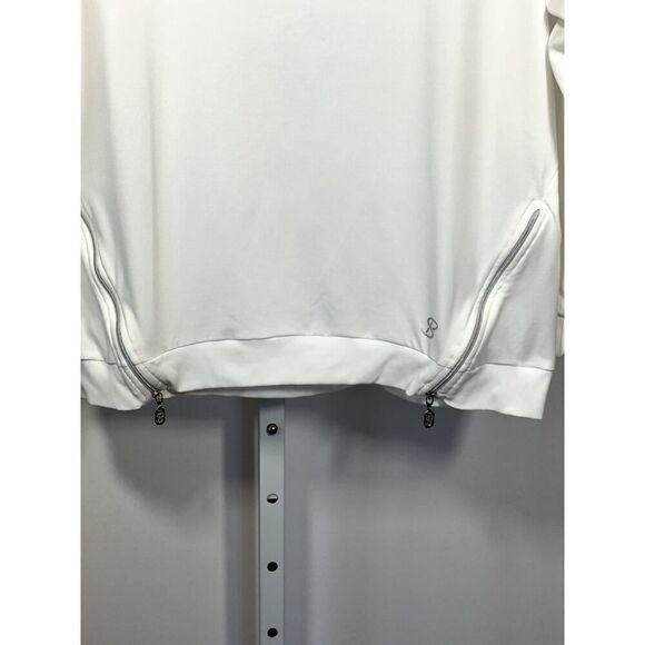 SOFIBELLA Women's Crew Neck Side Zip Long Sleeve Top White Size Large - Picture 4 of 12